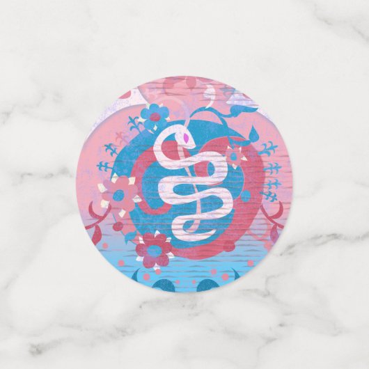 Transgender Dragon Damask - Trans Pride Flag Kleur Confetti (Kleine voorkant)