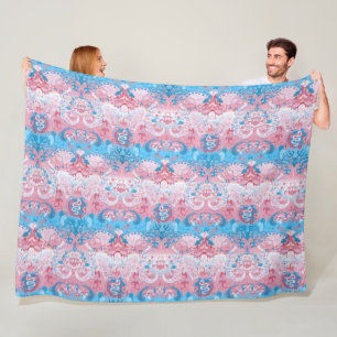 Transgender Dragon Damask - Trans Pride Flag Kleur Fleece Deken