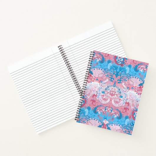 Transgender Dragon Damask - Trans Pride Flag Kleur Notitieboek (Binnen)