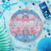 Transgender Dragon Damask - Trans Pride Flag Kleur Papieren Bordje (Feest)