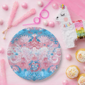 Transgender Dragon Damask - Trans Pride Flag Kleur Papieren Bordje (Feest)