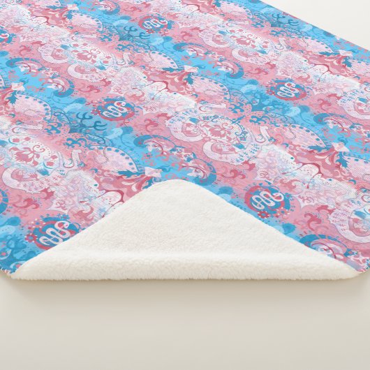 Transgender Dragon Damask - Trans Pride Flag Kleur Sherpa Deken (3/4)