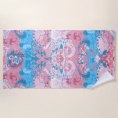 Transgender Dragon Damask - Trans Pride Flag Kleur Strandlaken (Voorkant)