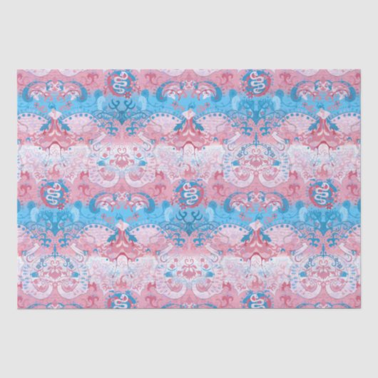 Transgender Dragon Damask - Trans Pride Flag Kleur Tissuepapier (Voorkant)