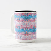 Transgender Dragon Damask - Trans Pride Flag Kleur Tweekleurige Koffiemok (Voorkant links)