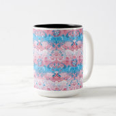 Transgender Dragon Damask - Trans Pride Flag Kleur Tweekleurige Koffiemok (Voorkant rechts)