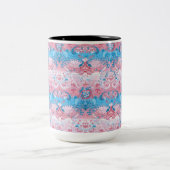Transgender Dragon Damask - Trans Pride Flag Kleur Tweekleurige Koffiemok (Center)