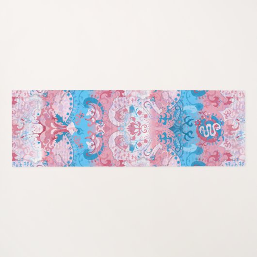 Transgender Dragon Damask - Trans Pride Flag Kleur Yogamat (Achterkant (horizontaal))