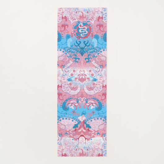Transgender Dragon Damask - Trans Pride Flag Kleur Yogamat (Achterkant)