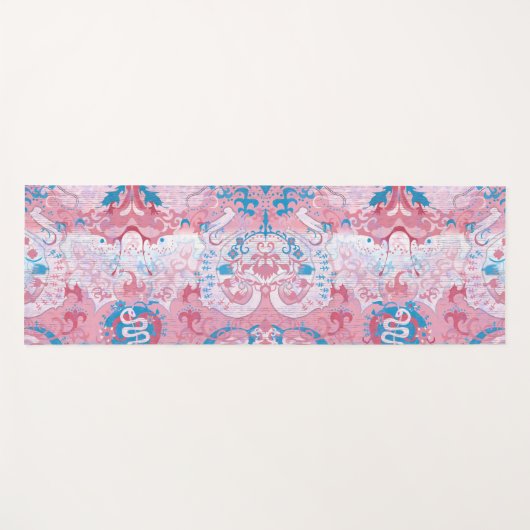 Transgender Dragon Damask - Trans Pride Flag Kleur Yogamat (Voorkant (horizontaal))