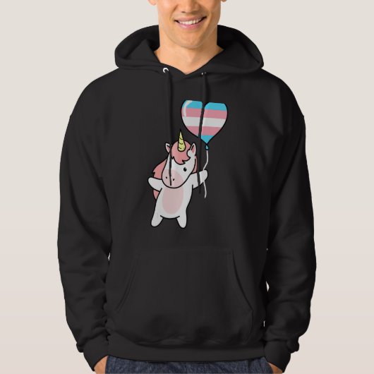 Transgender Eenhoorn Trans Pride Vlag LGBTQ Geslac Hoodie (Voorkant)