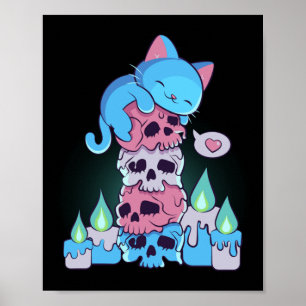 Transgender Esthetiek Kawaii Kat Op Schedels Subti Poster