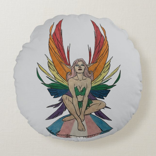 Transgender Faerie  Rond Kussen (Voorkant)