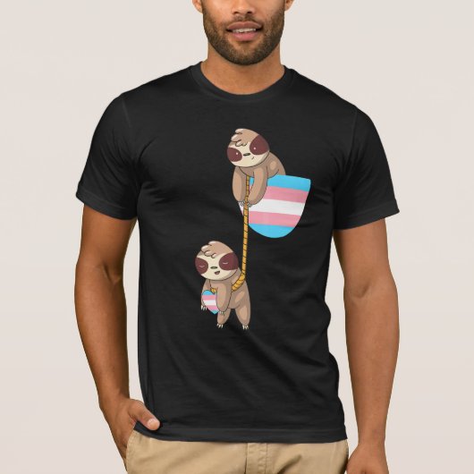 Transgender Falling Sloth Trans Pride Lgbtq Transp T-shirt (Voorkant)