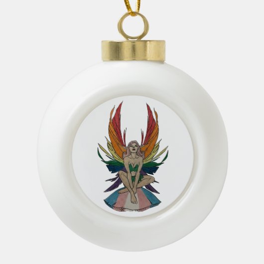 Transgender Fee Keramische Bal Ornament (Voorkant)