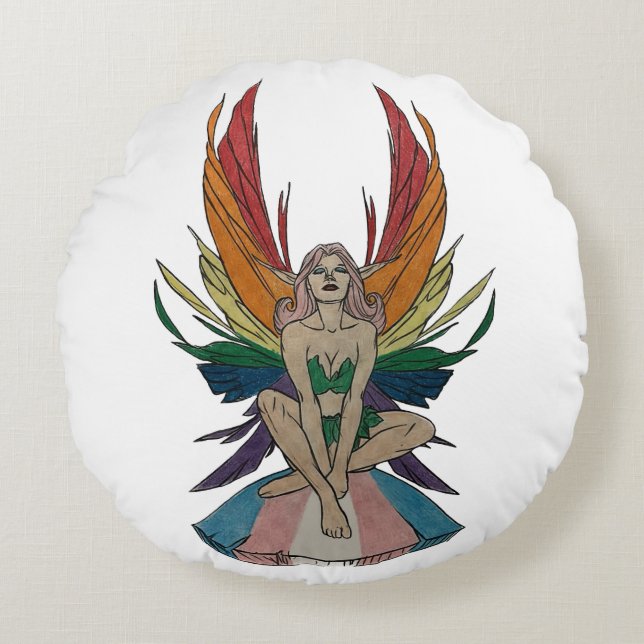 Transgender fee rond kussen (Voorkant)