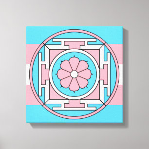 Transgender Flag Colors Mandala New Moon LGBT Canvas Afdruk