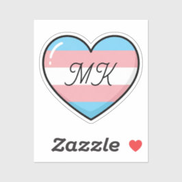 Transgender Flag Heart Monogrammed  | LGBTQIA+  Sticker