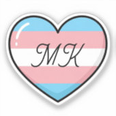 Transgender Flag Heart Monogrammed  | LGBTQIA+  Sticker (Voorkant)
