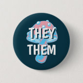 Transgender Flag Mushroom Pronouns Ronde Button 5,7 Cm (Voorkant)