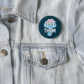 Transgender Flag Mushroom Pronouns Ronde Button 5,7 Cm (In situ)