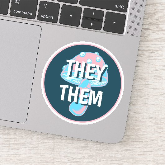  Transgender Flag Mushroom Pronouns Sticker (Detail)