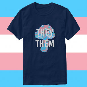  Transgender Flag Mushroom Pronouns T-shirt