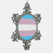 Transgender Flag Ornament (Pewter Snowflake) (Links)