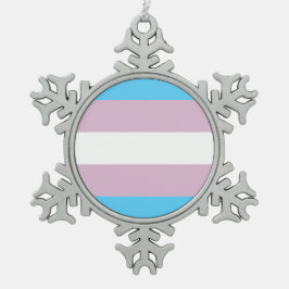 Transgender Flag Ornament (Pewter Snowflake)