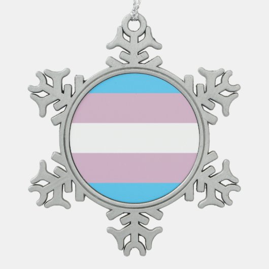 Transgender Flag Ornament (Pewter Snowflake) (Voorkant)