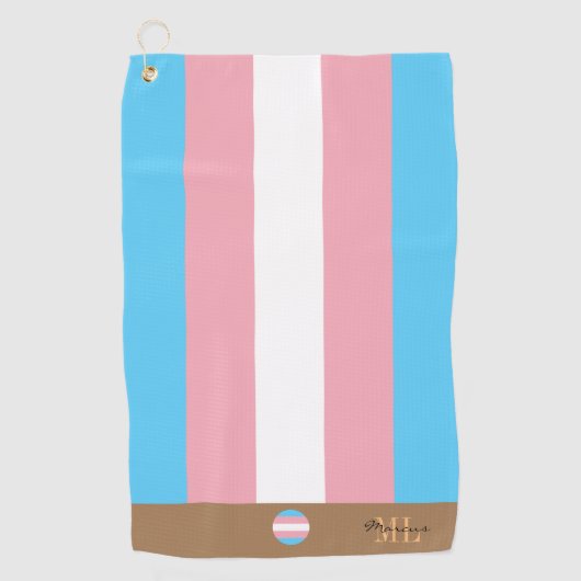 Transgender Flag & Pride golfing monogrammed /LGBT Golfhanddoek (Voorkant)