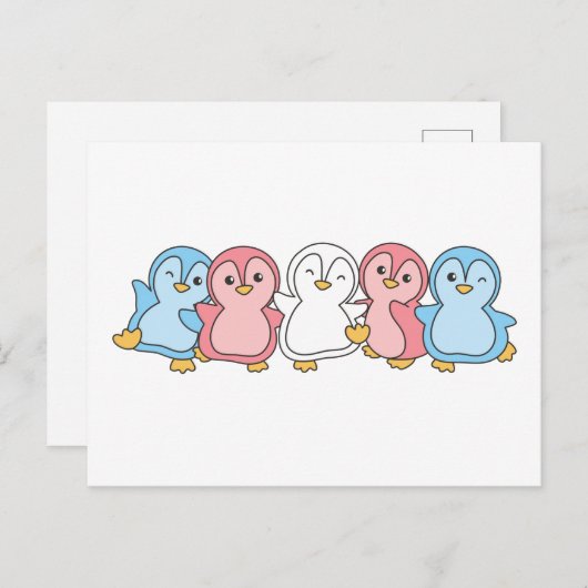 Transgender Flag Pride Lgbtq Cute Penguin Briefkaa Briefkaart (Voorkant / Achterkant)