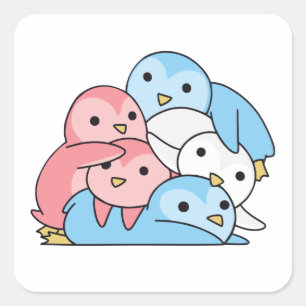 Transgender Flag Pride Lgbtq Cute Penguin Vierkante Sticker