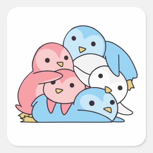 Transgender Flag Pride Lgbtq Cute Penguin Vierkante Sticker (Voorkant)