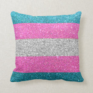 Transgender Gay Pride Glitter Stripes LGBTQ Queer Kussen