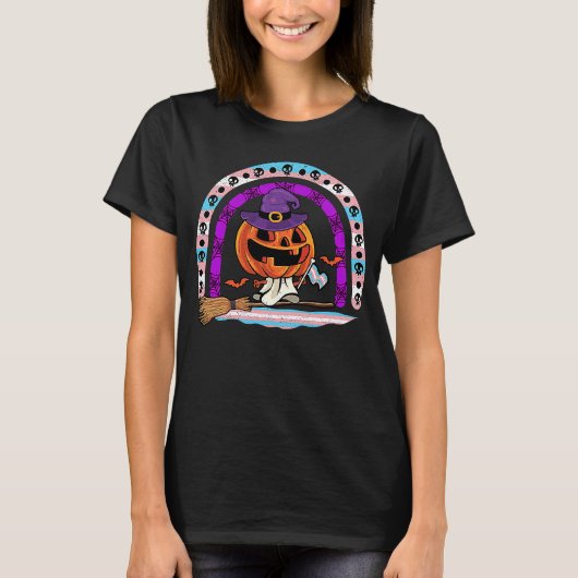 Transgender Halloween Witch Pumpkin Trans Trick of T-shirt (Voorkant)