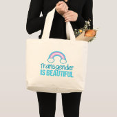 Transgender is een prachtig regenboogblauw wit grote tote bag (Voorkant (product))