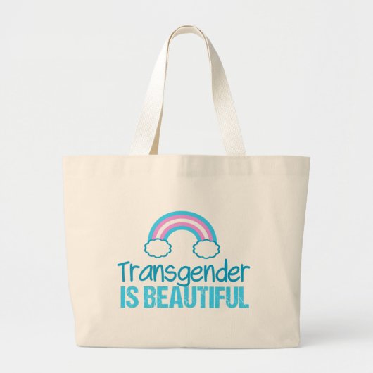 Transgender is een prachtig regenboogblauw wit grote tote bag (Voorkant)