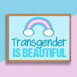 Transgender is een prachtig regenboogblauw wit poster<br><div class="desc">Transgender is een prachtig poster voor een trotse trans-vriend. Biedt een  transgendervlag als regenboog voor de LGBTQ-gemeenschap.</div>