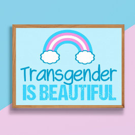 Transgender is een prachtig regenboogblauw wit poster