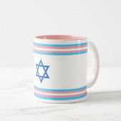 Transgender Israel Pride Flag Tweekleurige Koffiemok (Voorkant rechts)
