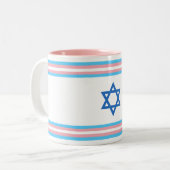 Transgender Israel Pride Flag Tweekleurige Koffiemok (Voorkant links)