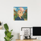Transgender met Mohawk Anime Persoon | LGBTQIA+ Poster (Thuiskantoor)