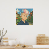 Transgender met Mohawk Anime Persoon | LGBTQIA+ Poster (Keuken)