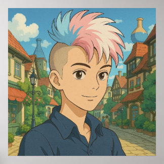 Transgender met Mohawk Anime Persoon | LGBTQIA+  Poster