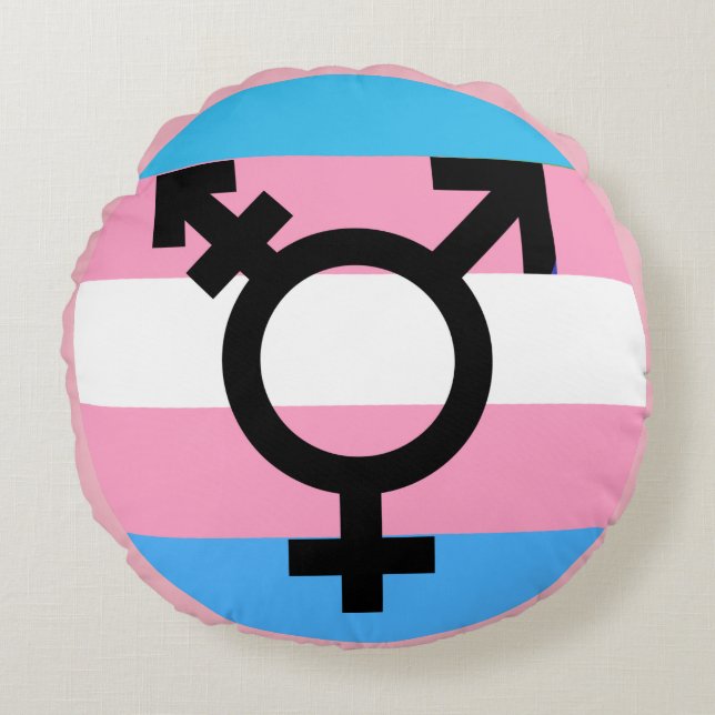 Transgender MTF FTM Awareness Pride Pillow Rond Kussen (Voorkant)