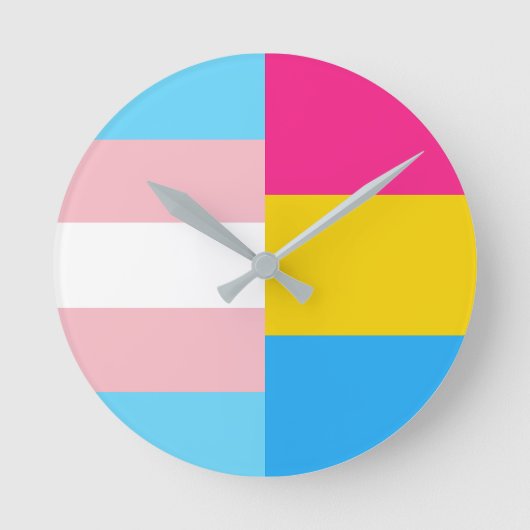 Transgender Panseksueel Dubbele Pride Vlag Ronde Klok (Voorkant)