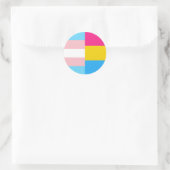 Transgender Panseksueel Dubbele Pride Vlag Ronde Sticker (Tas)