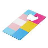 Transgender Pansexual Dual Pride Flag Creditkaart Flessenopener (Voorkant Gekanteld)