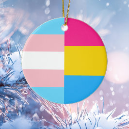 Transgender Pansexual Dual Pride Flag Kerstmis Keramisch Ornament